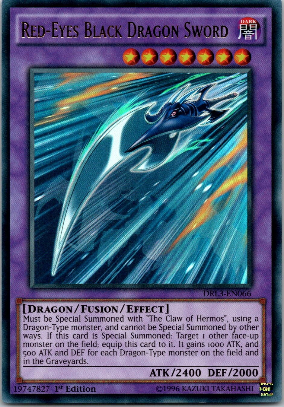 Yugioh Red-Eyes Black Dragon Sword DRL3-EN066 1st Edition Ultra Rare NM