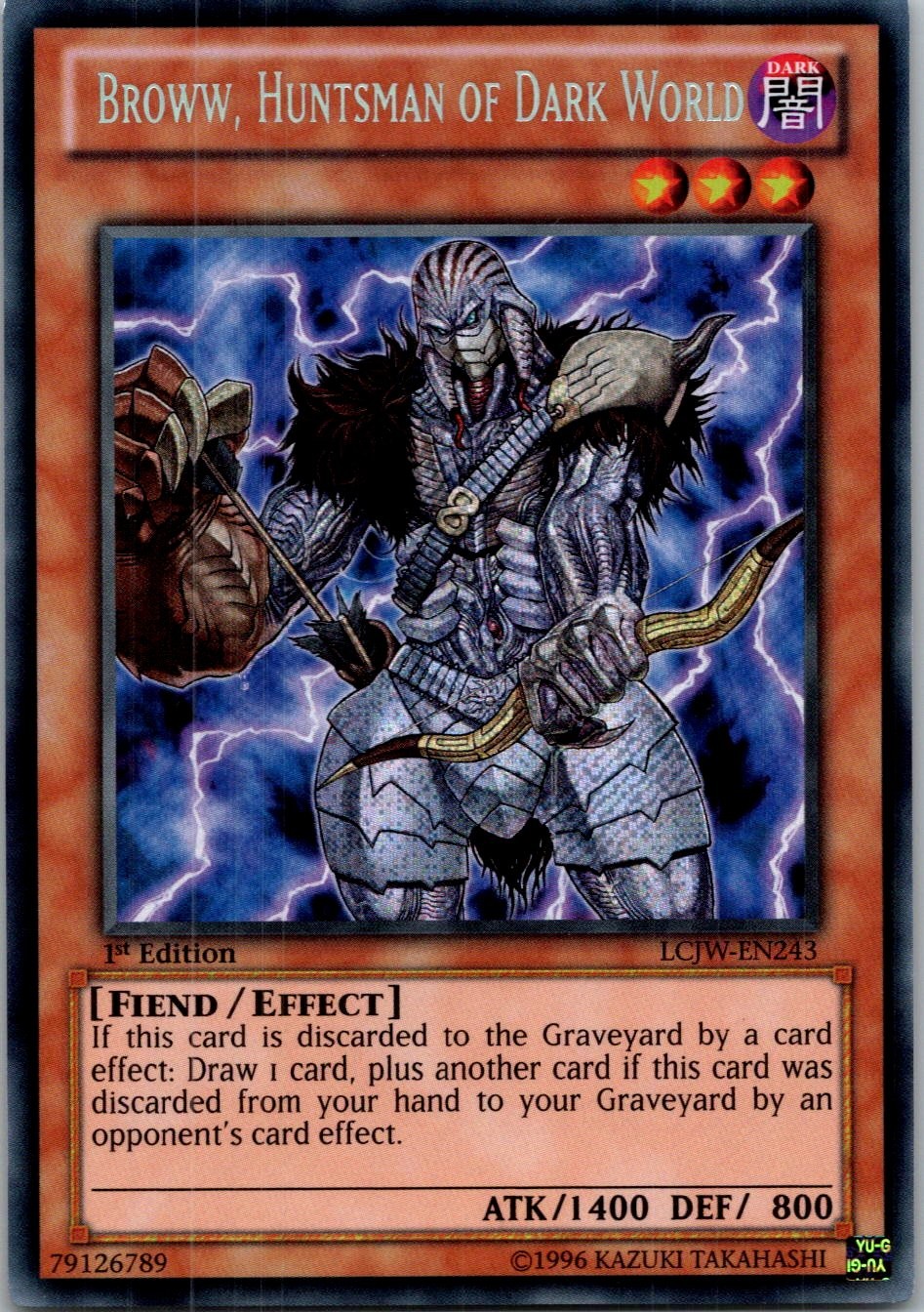 Yugioh Broww, Huntsman of Dark World LCJW-EN243 1st Edition Secret Rare NM