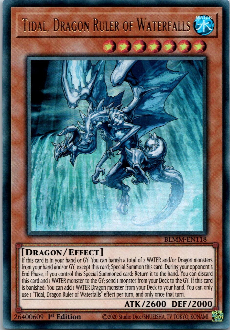 Yugioh Tidal, Dragon Ruler of Waterfalls BLMM-EN118 1st Edition Ultra Rare NM