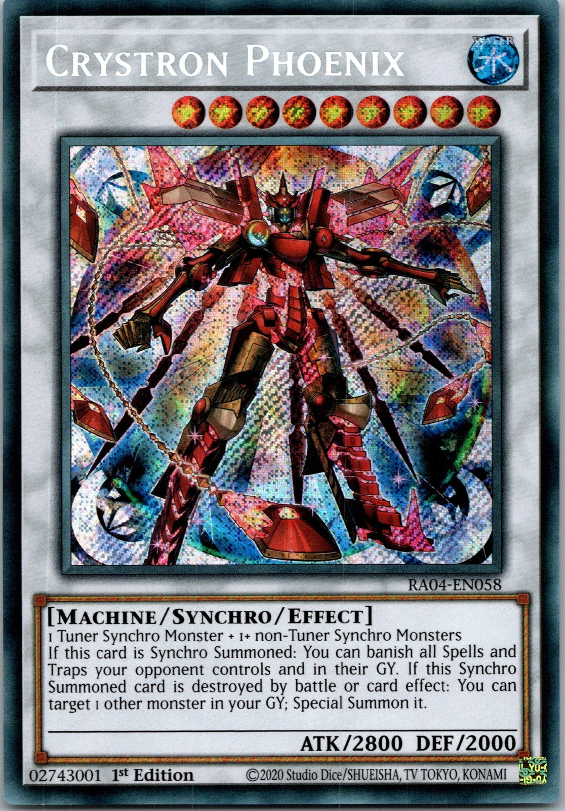 Yugioh Crystron Phoenix (Secret Rare) RA04-EN058 1st Edition Secret Rare NM