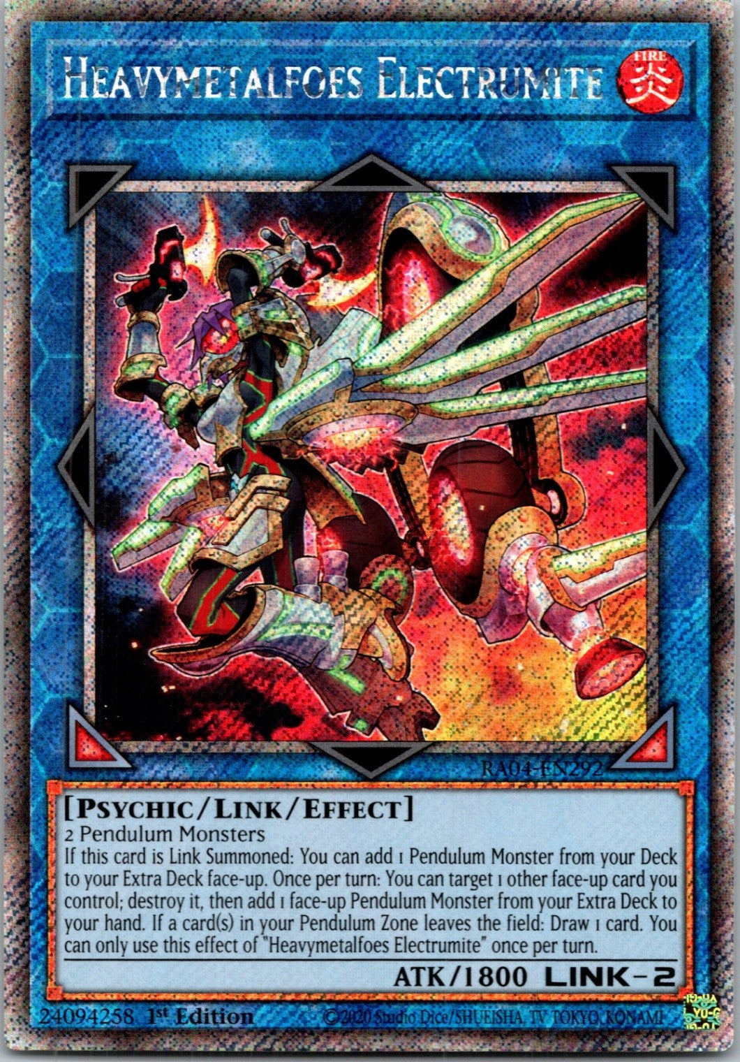 Yugioh Heavymetalfoes Electrumite RA04-EN292 1st Edition Platinum Secret Rare NM
