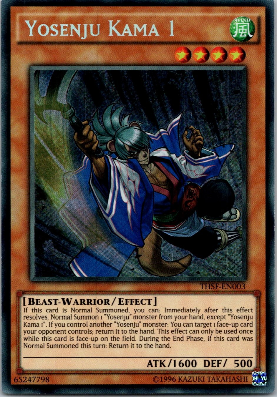 Yugioh Yosenju Kama 1 THSF-EN003 Secret Rare NM