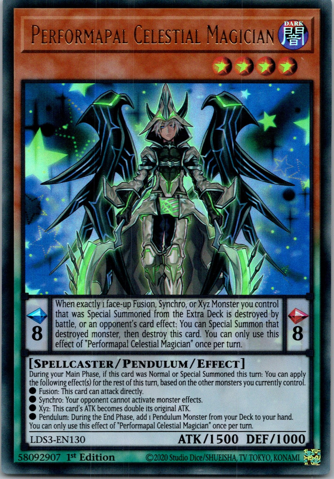 Yugioh Performapal Celestial Magician LDS3-EN130 1st Edition Ultra Rare NM