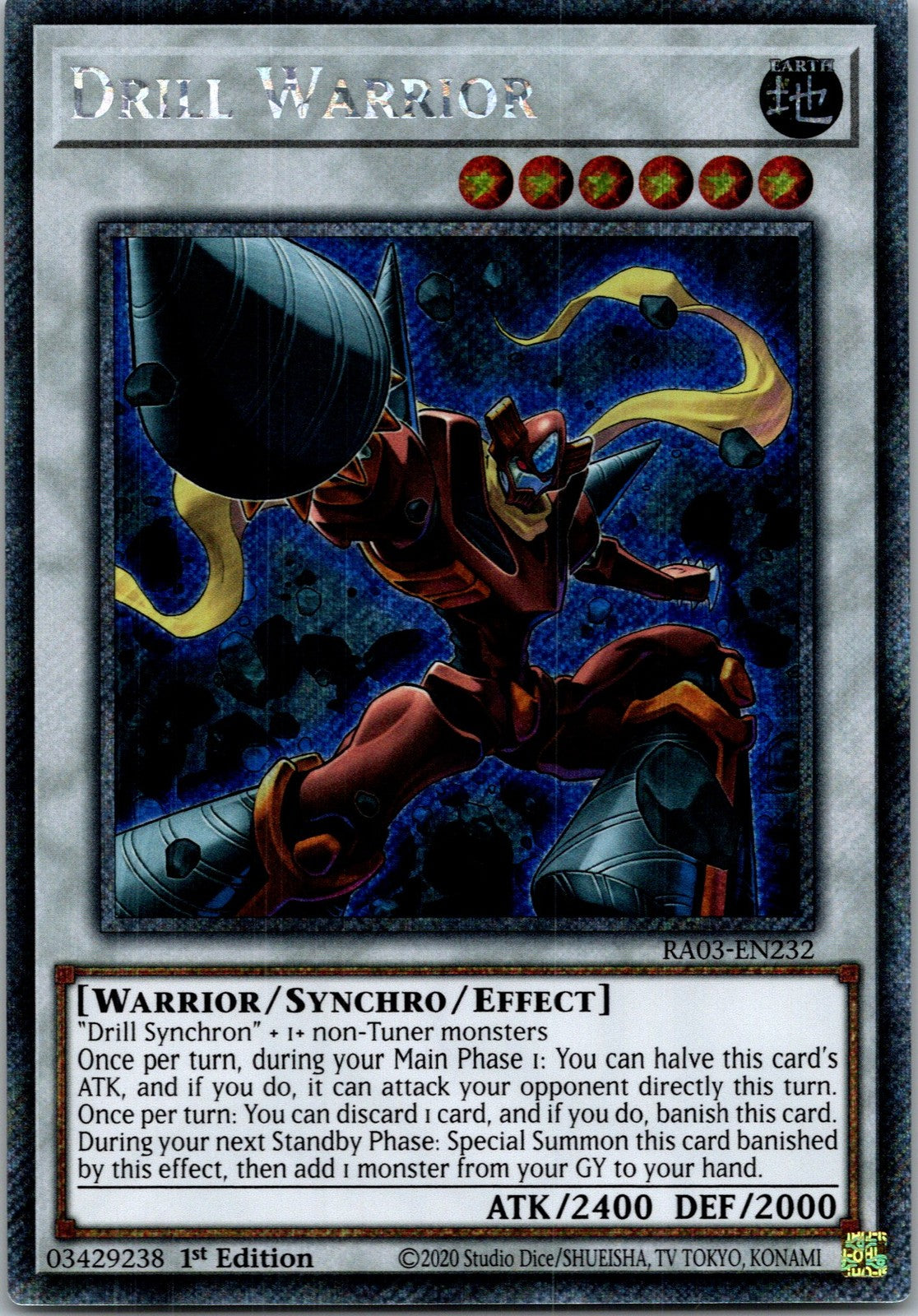 Yugioh Drill Warrior RA03-EN232 1st Edition Platinum Secret Rare NM