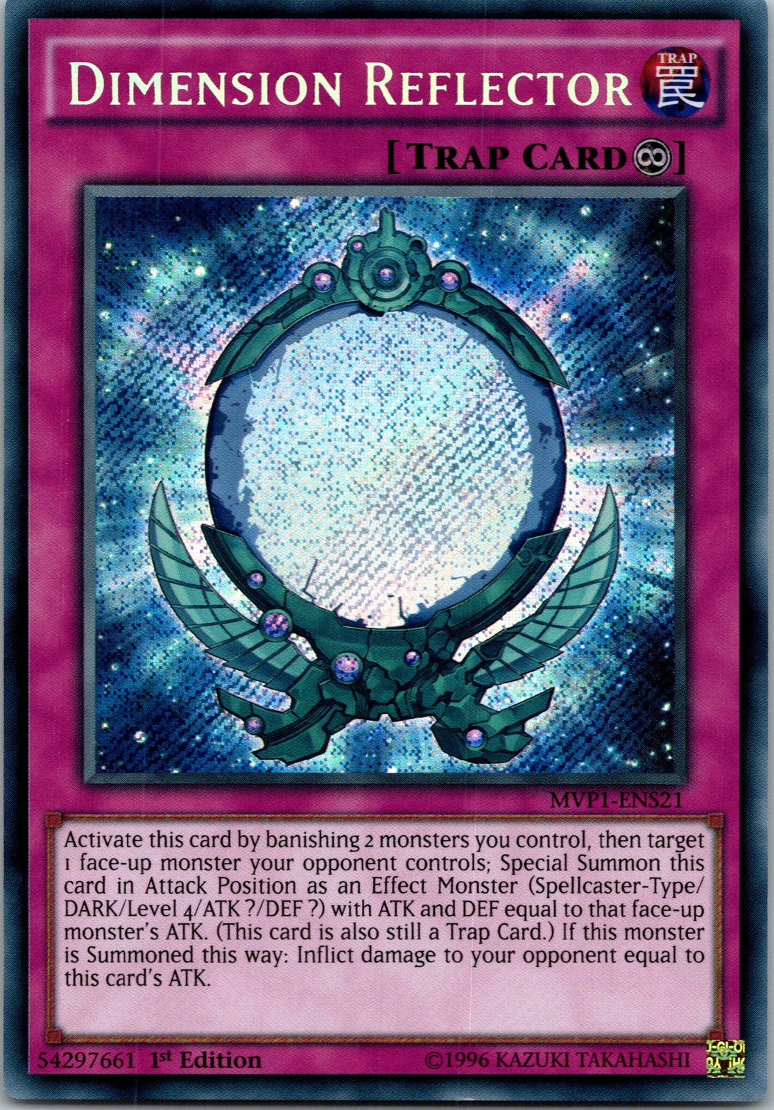 Yugioh Dimension Reflector MVP1-ENS21 1st Edition Secret Rare NM