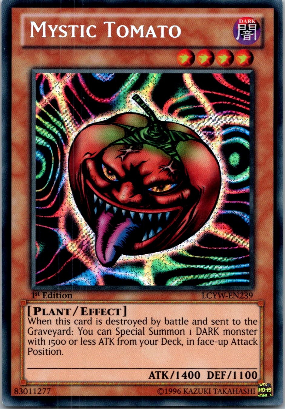 Yugioh Mystic Tomato LCYW-EN239 1st Edition Secret Rare NM