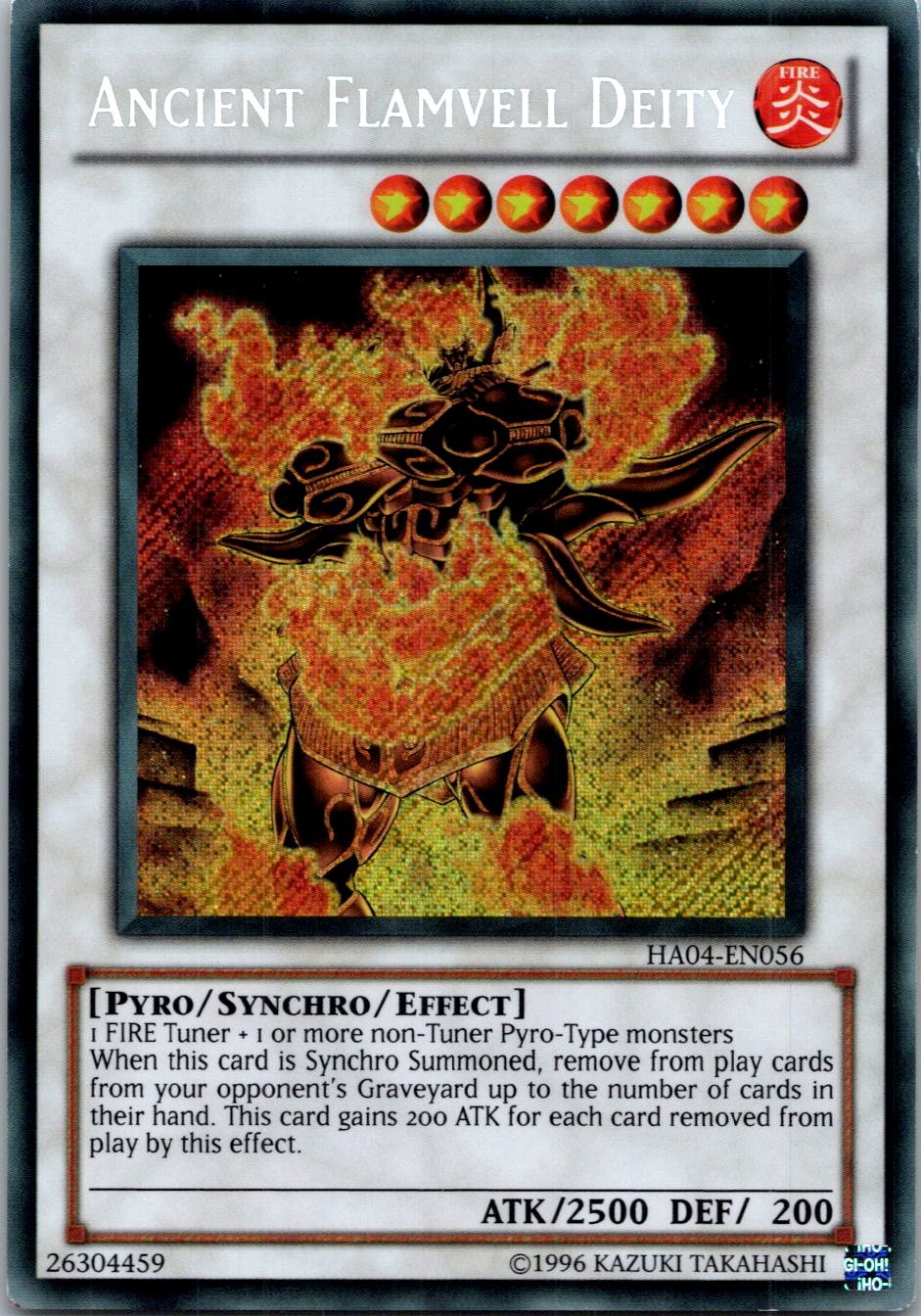 Yugioh Ancient Flamvell Deity HA04-EN056 Secret Rare NM