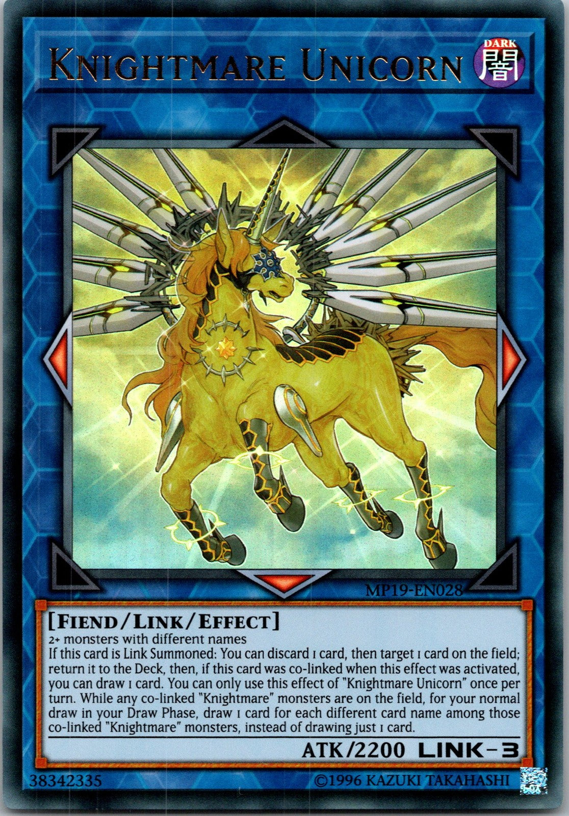 Yugioh Knightmare Unicorn MP19-EN028 Ultra Rare NM