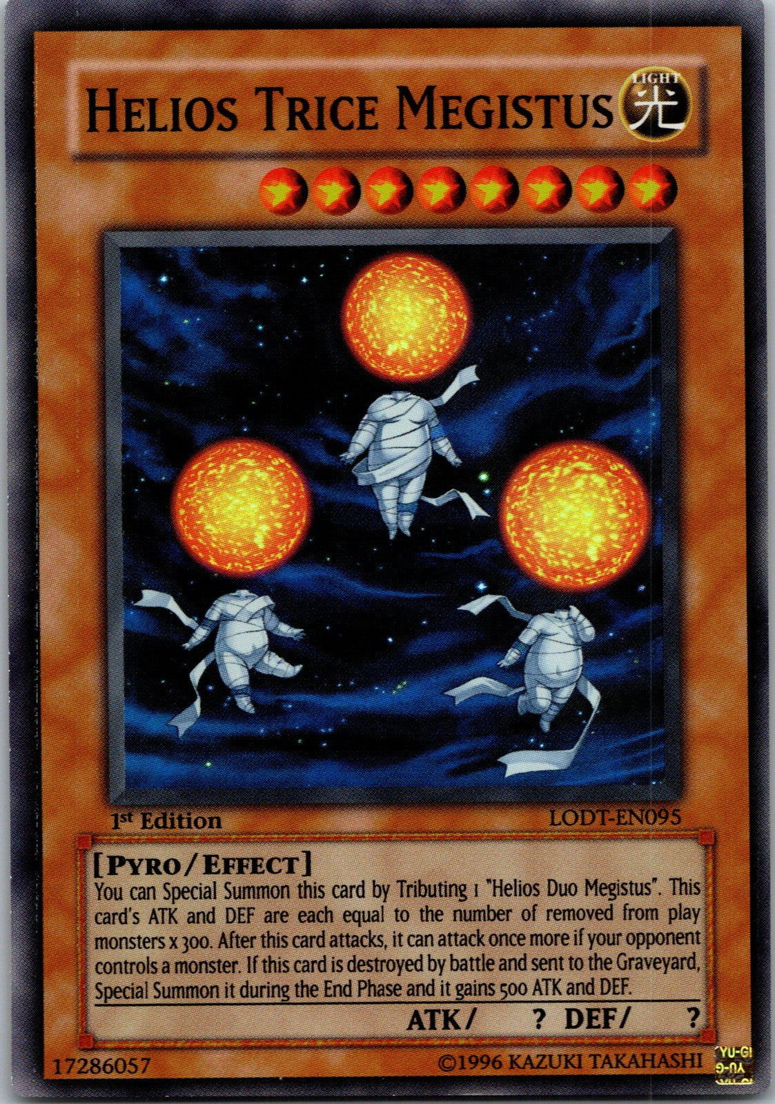 Yugioh Helios Trice Megistus LODT-EN095 1st Edition Super Rare NM