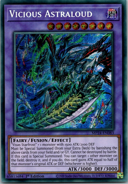 Yugioh Vicious Astraloud MP24-EN083 1st Edition Prismatic Secret Rare NM