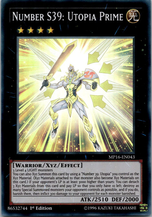 Yugioh Number S39: Utopia Prime MP16-EN043 1st Edition Super Rare NM