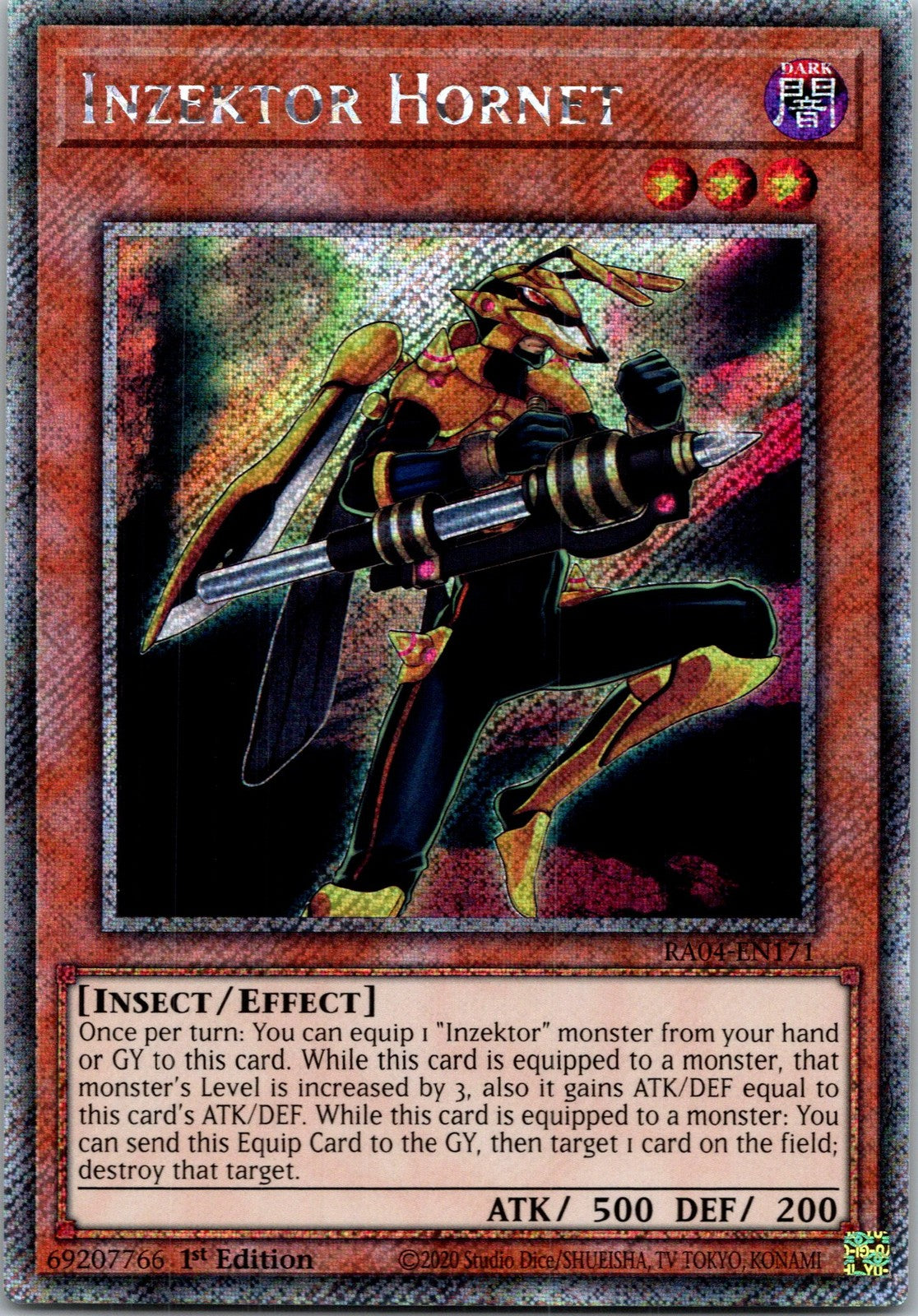 Yugioh Inzektor Hornet RA04-EN171 1st Edition Platinum Secret Rare NM