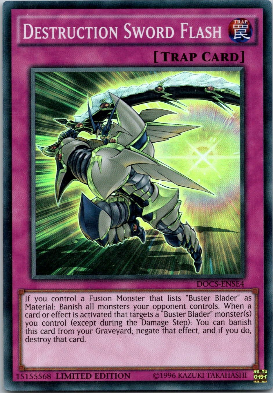 Yugioh Destruction Sword Flash DOCS-ENSE4 Limited Edition Super Rare NM
