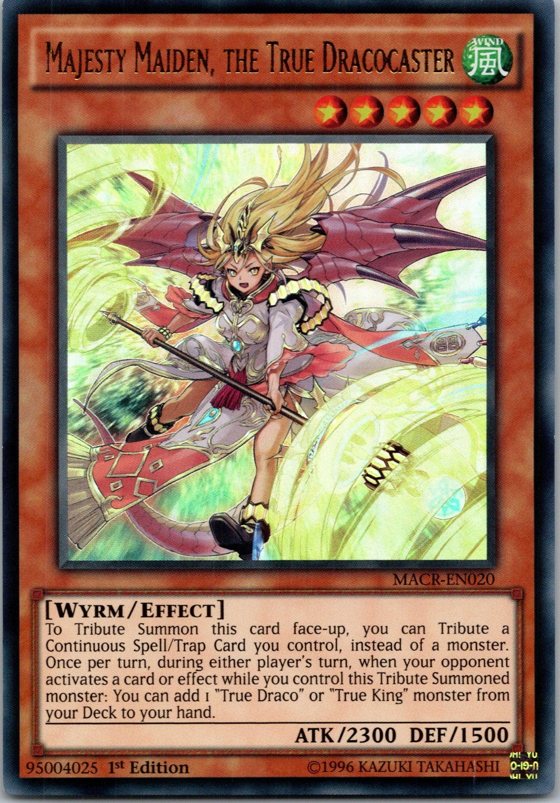 Yugioh Majesty Maiden, the True Dracocaster MACR-EN020 1st Edition Ultra Rare NM