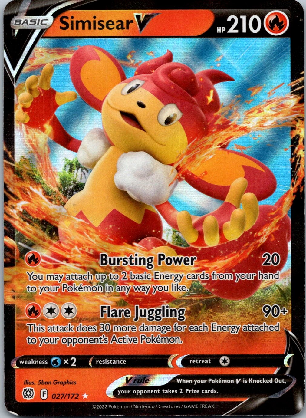 Pokemon Simisear V 027/172 Ultra Rare NM