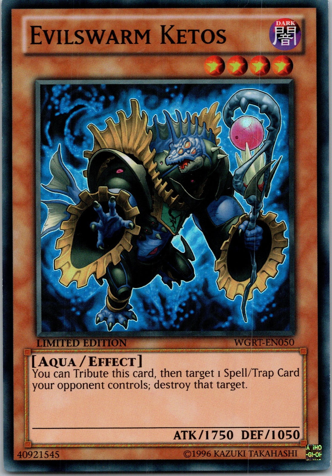 Yugioh Evilswarm Ketos WGRT-EN050 Limited Edition Super Rare NM