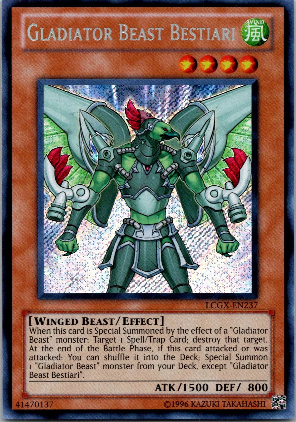 Yugioh Gladiator Beast Bestiari LCGX-EN237 Secret Rare NM