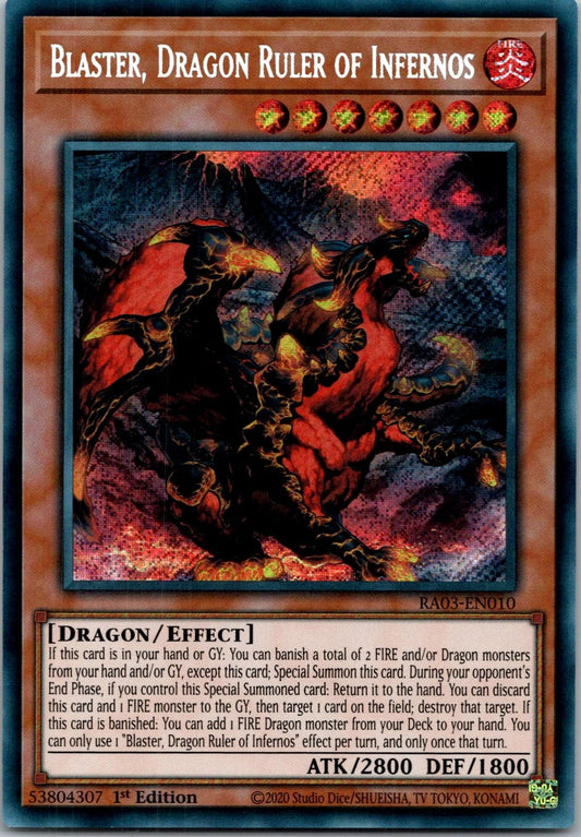 Yugioh Blaster, Dragon Ruler of Infernos RA03-EN010 1st Edition Secret Rare NM