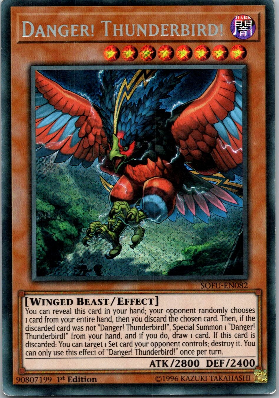 Yugioh Danger! Thunderbird! SOFU-EN082 1st Edition Secret Rare NM