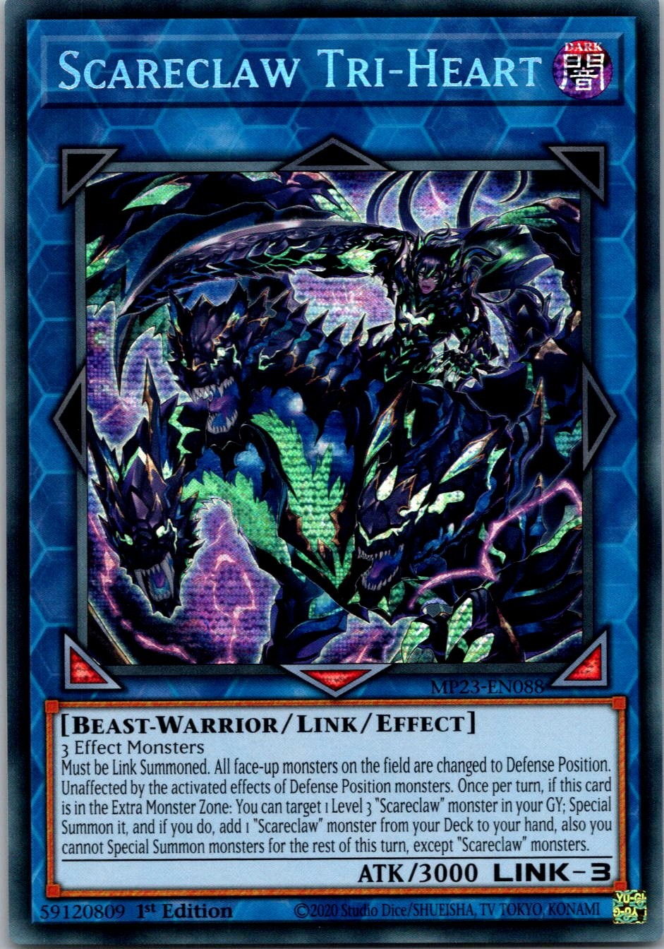 Yugioh Scareclaw Tri-Heart MP23-EN088 1st Edition Prismatic Secret Rare NM