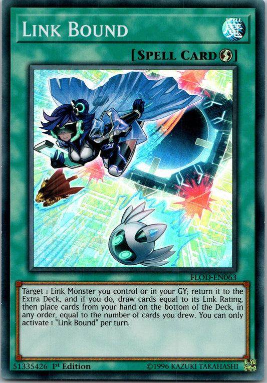 Yugioh Link Bound FLOD-EN063 1st Edition Super Rare NM