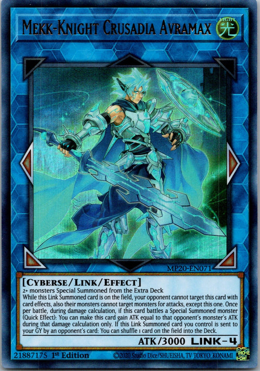 Yugioh Mekk-Knight Crusadia Avramax MP20-EN071 1st Edition Ultra Rare NM