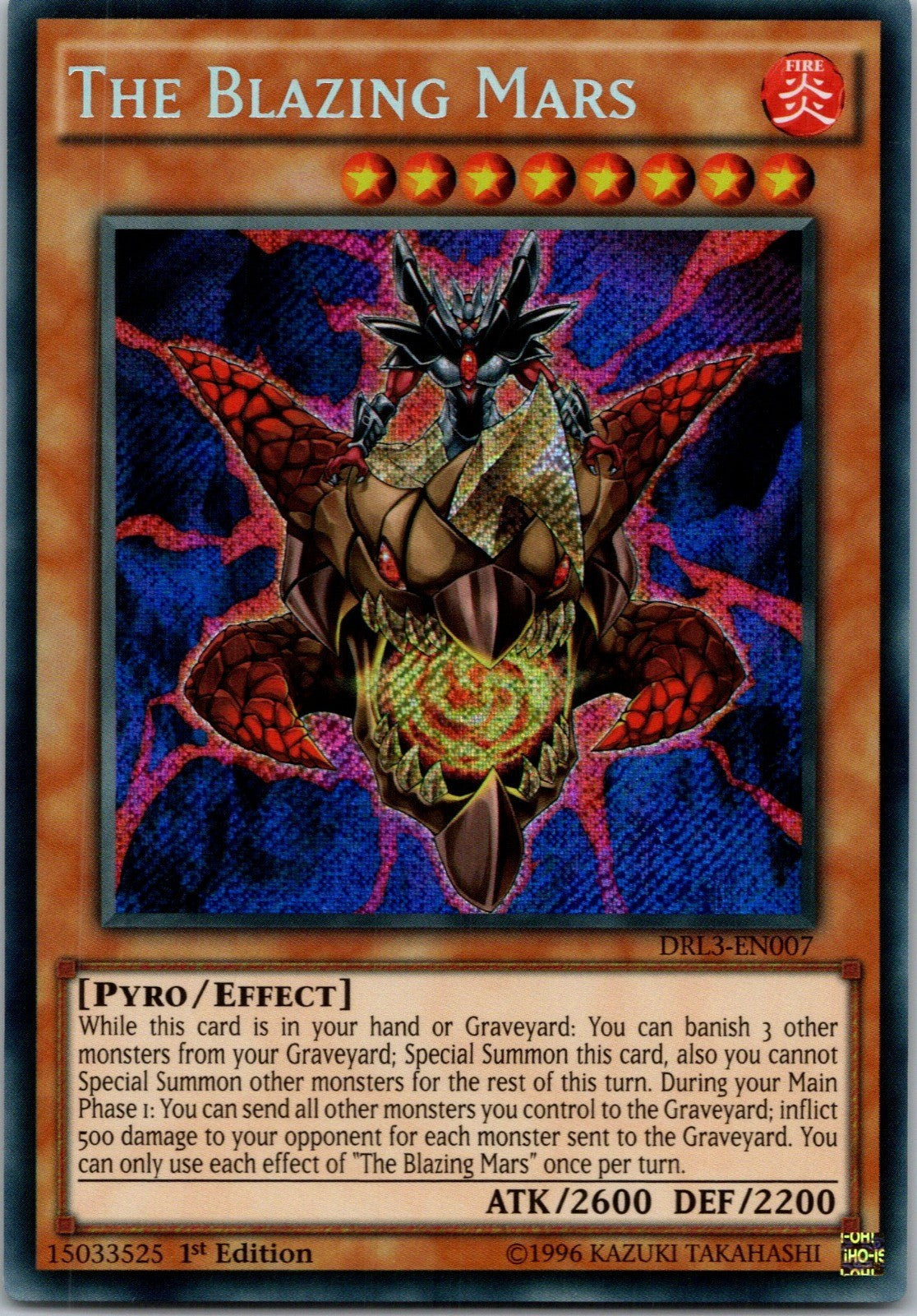 Yugioh The Blazing Mars DRL3-EN007 1st Edition Secret Rare NM