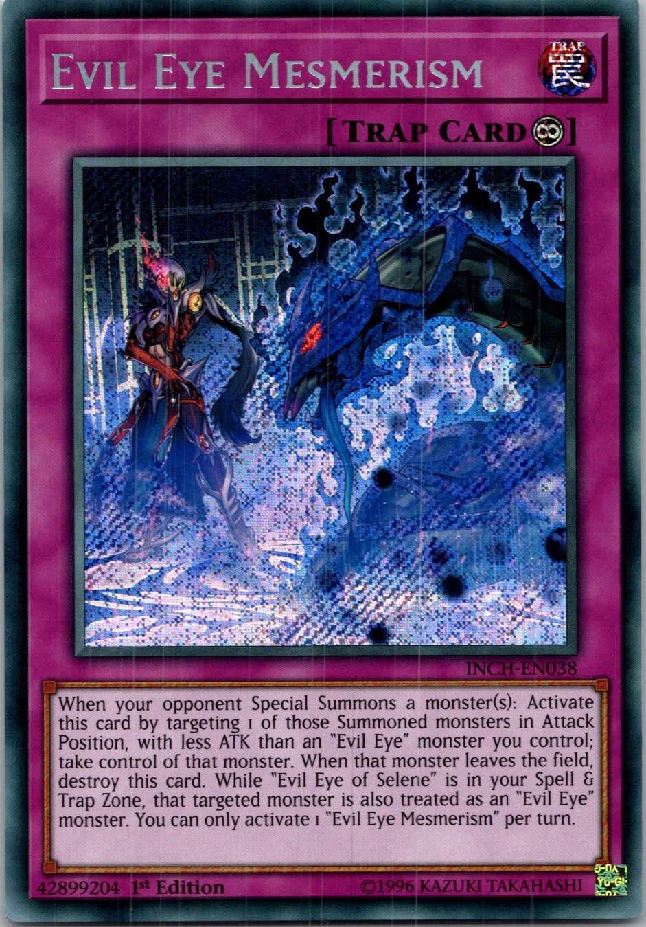 Yugioh Evil Eye Mesmerism INCH-EN038 1st Edition Secret Rare NM