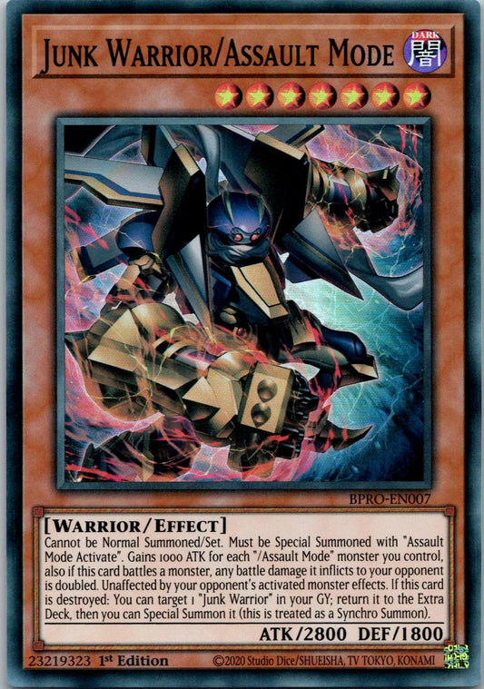 Yugioh Junk Warrior/Assault Mode BPRO-EN007 1st Edition Super Rare NM