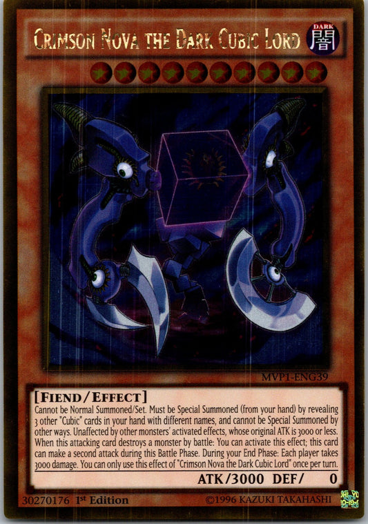 Yugioh Crimson Nova the Dark Cubic Lord MVP1-ENG39 1st Edition Gold Rare NM