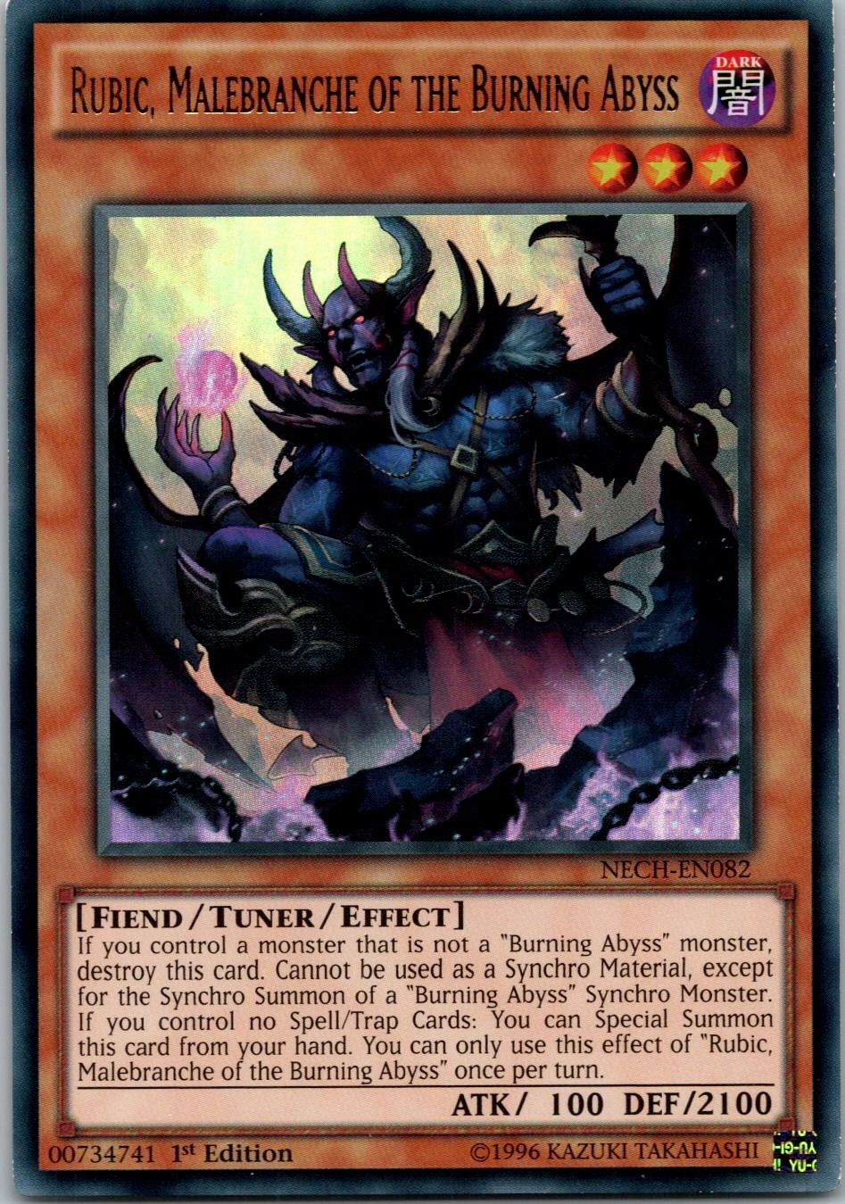 Yugioh Rubic, Malebranche of the Burning Abyss NECH-EN082 1st Edition Ultra NM
