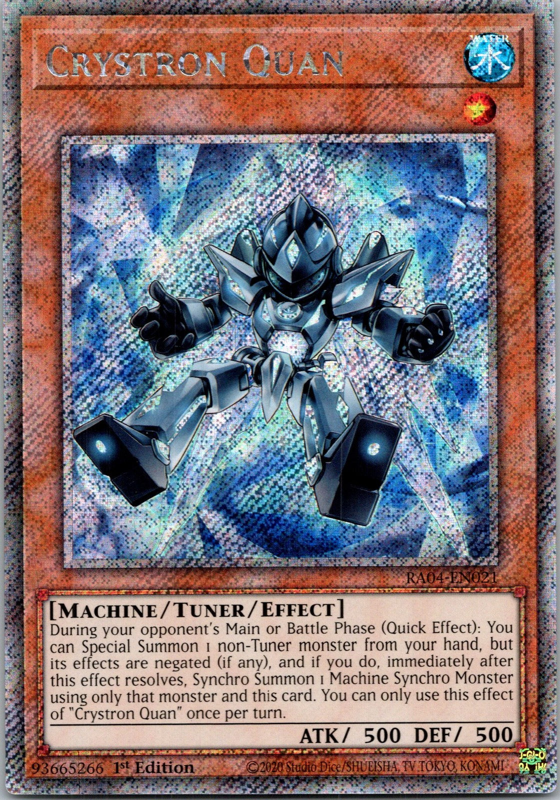 Yugioh Crystron Quan RA04-EN021 1st Edition Platinum Secret Rare NM
