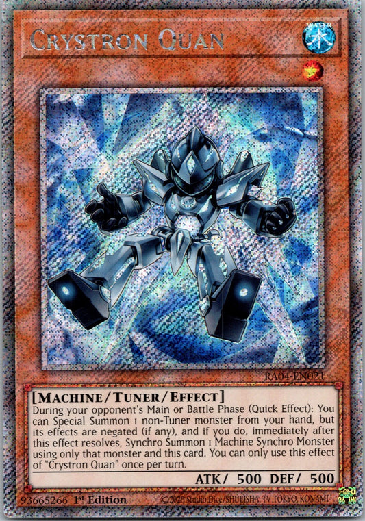 Yugioh Crystron Quan RA04-EN021 1st Edition Platinum Secret Rare NM