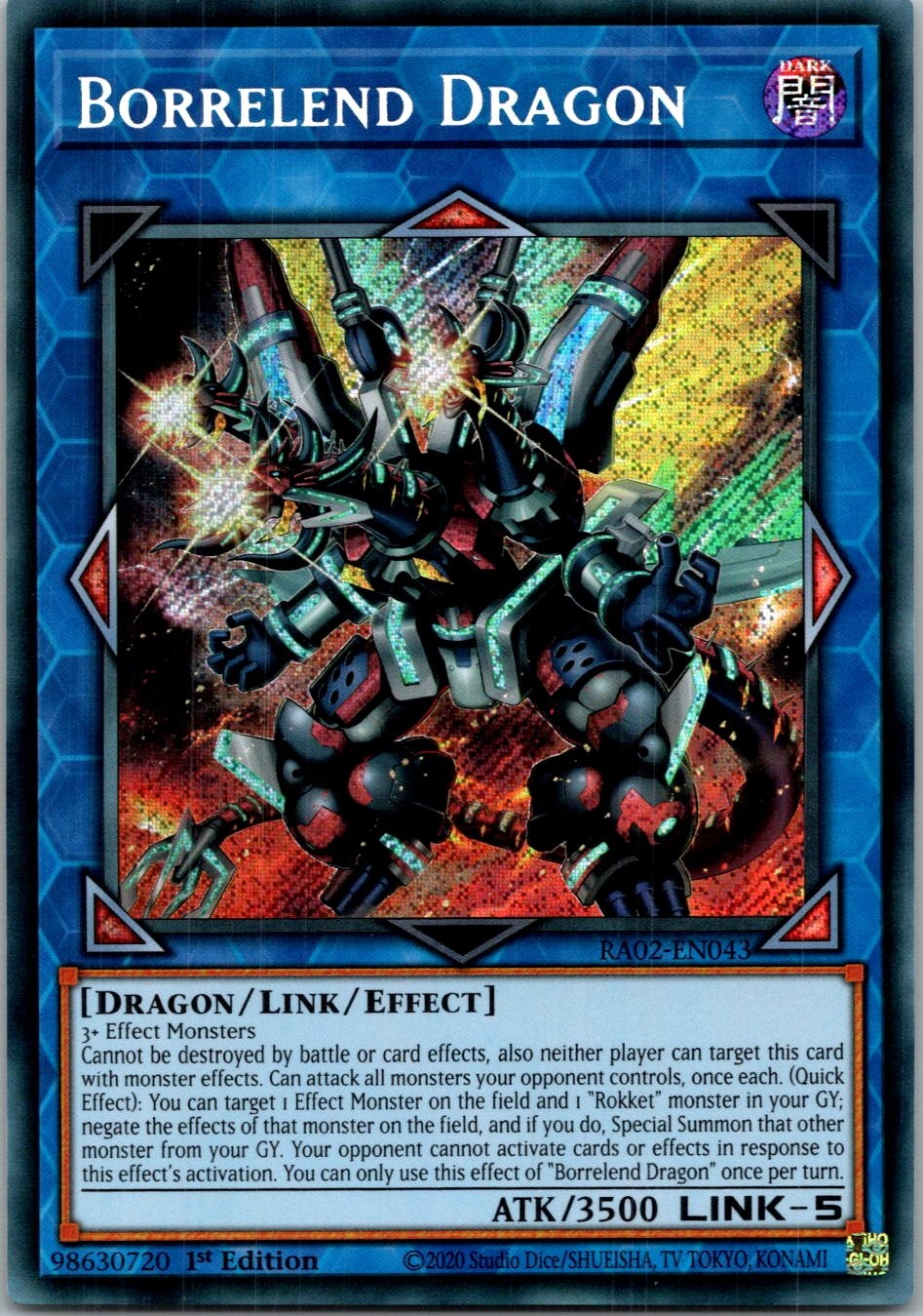 Yugioh Borrelend Dragon (Secret Rare) RA02-EN043 1st Edition Secret Rare NM