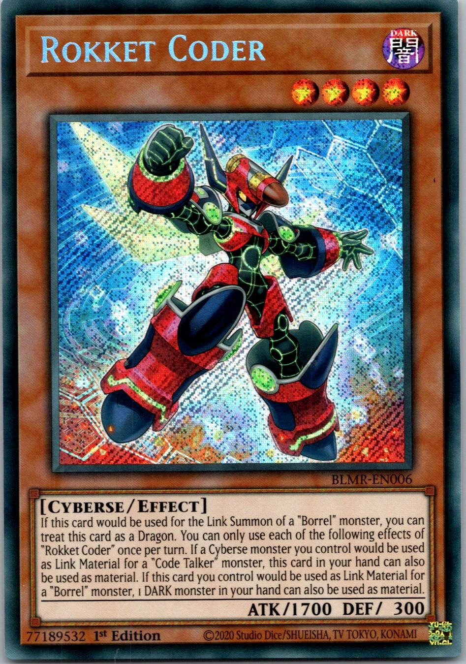 Yugioh Rokket Coder BLMR-EN006 1st Edition Secret Rare NM