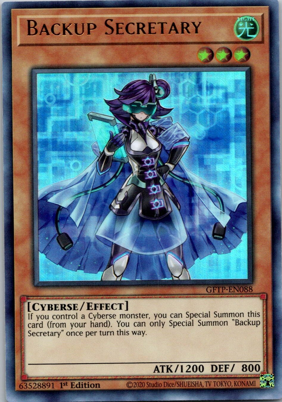 Yugioh Backup Secretary GFTP-EN088 1st Edition Ultra Rare NM