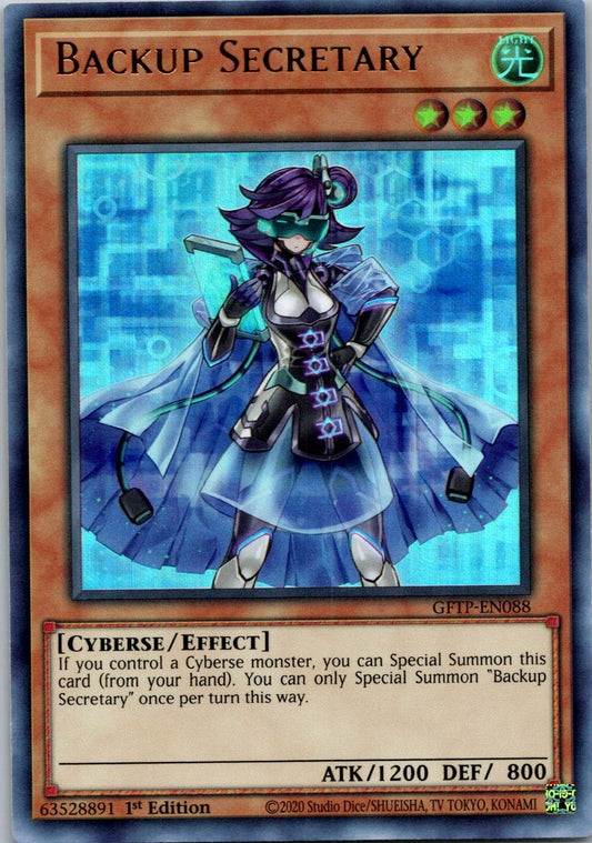 Yugioh Backup Secretary GFTP-EN088 1st Edition Ultra Rare NM