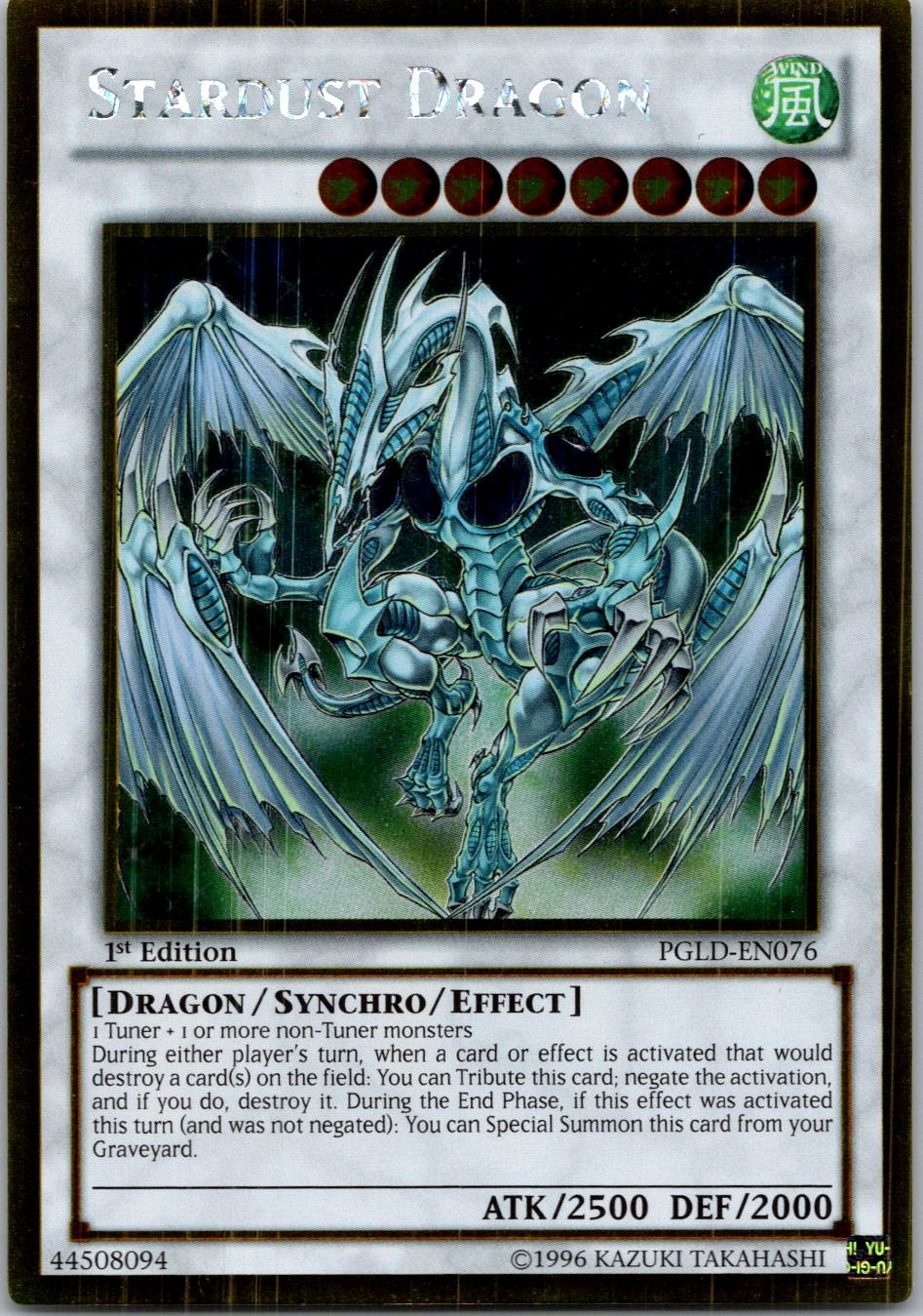 Yugioh Stardust Dragon PGLD-EN076 1st Edition Gold Rare NM