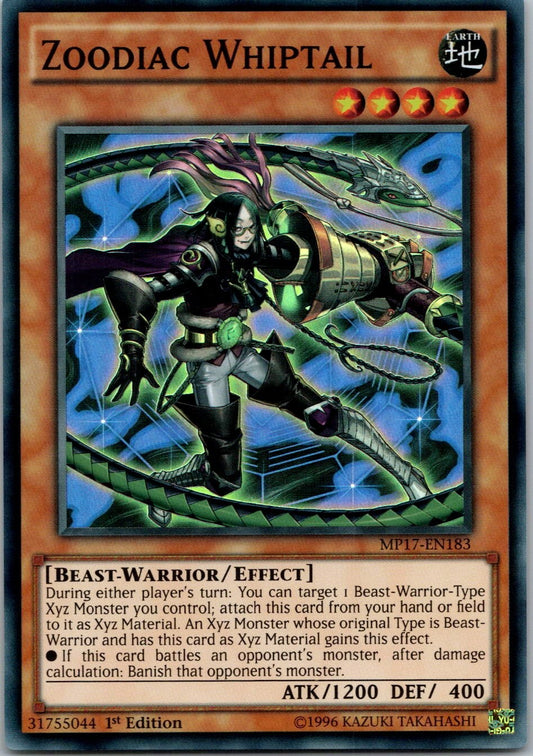 Yugioh Zoodiac Whiptail MP17-EN183 1st Edition Super Rare NM