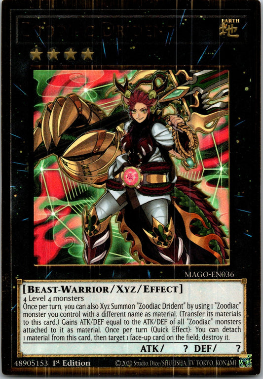 Yugioh Zoodiac Drident MAGO-EN036 1st Edition Premium Gold Rare NM