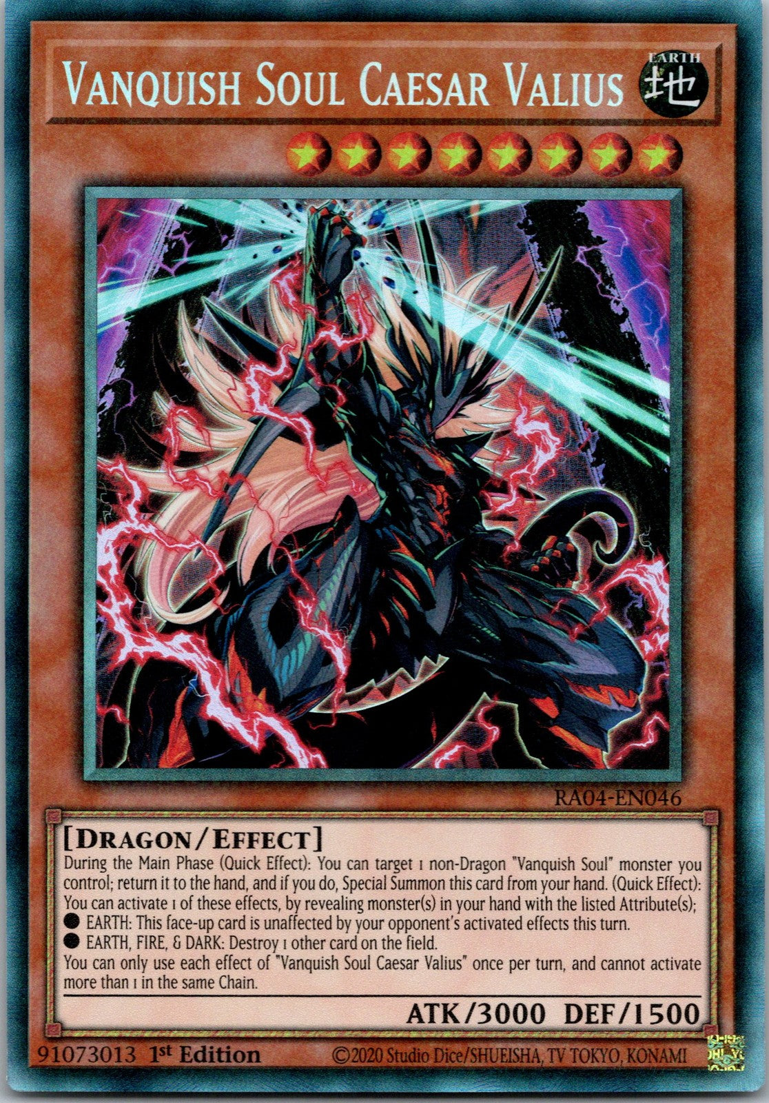 Yugioh Vanquish Soul Caesar Valius RA04-EN046 1st Edition Collector's Rare NM