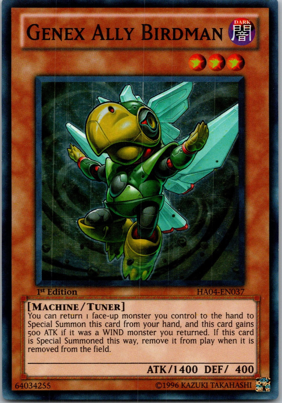 Yugioh Genex Ally Birdman HA04-EN037 1st Edition Super Rare NM