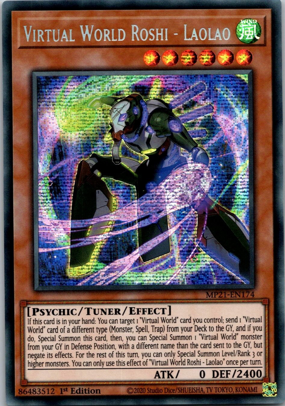 Yugioh Virtual World Roshi - Laolao MP21-EN174 1st Edition Secret Rare NM
