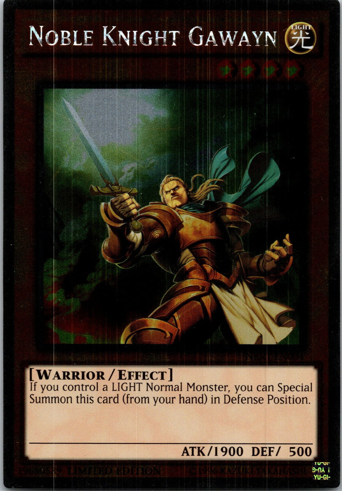 Yugioh Noble Knight Gawayn NKRT-EN004 Limited Edition Platinum Rare NM
