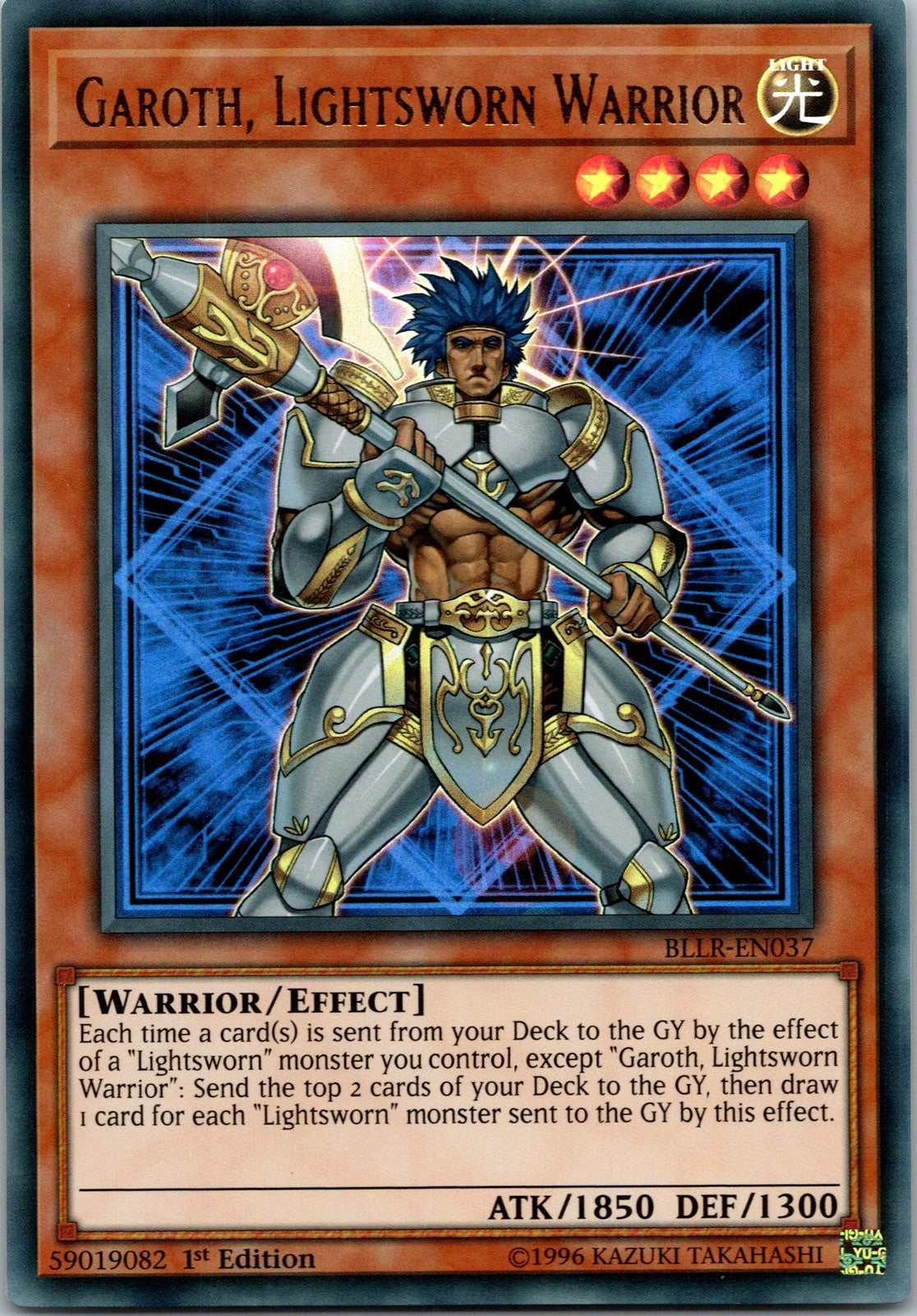 Yugioh Garoth, Lightsworn Warrior BLLR-EN037 1st Edition Ultra Rare NM