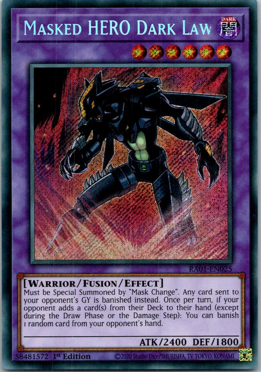 Yugioh Masked HERO Dark Law (Secret Rare) RA01-EN025 1st Edition Secret Rare NM