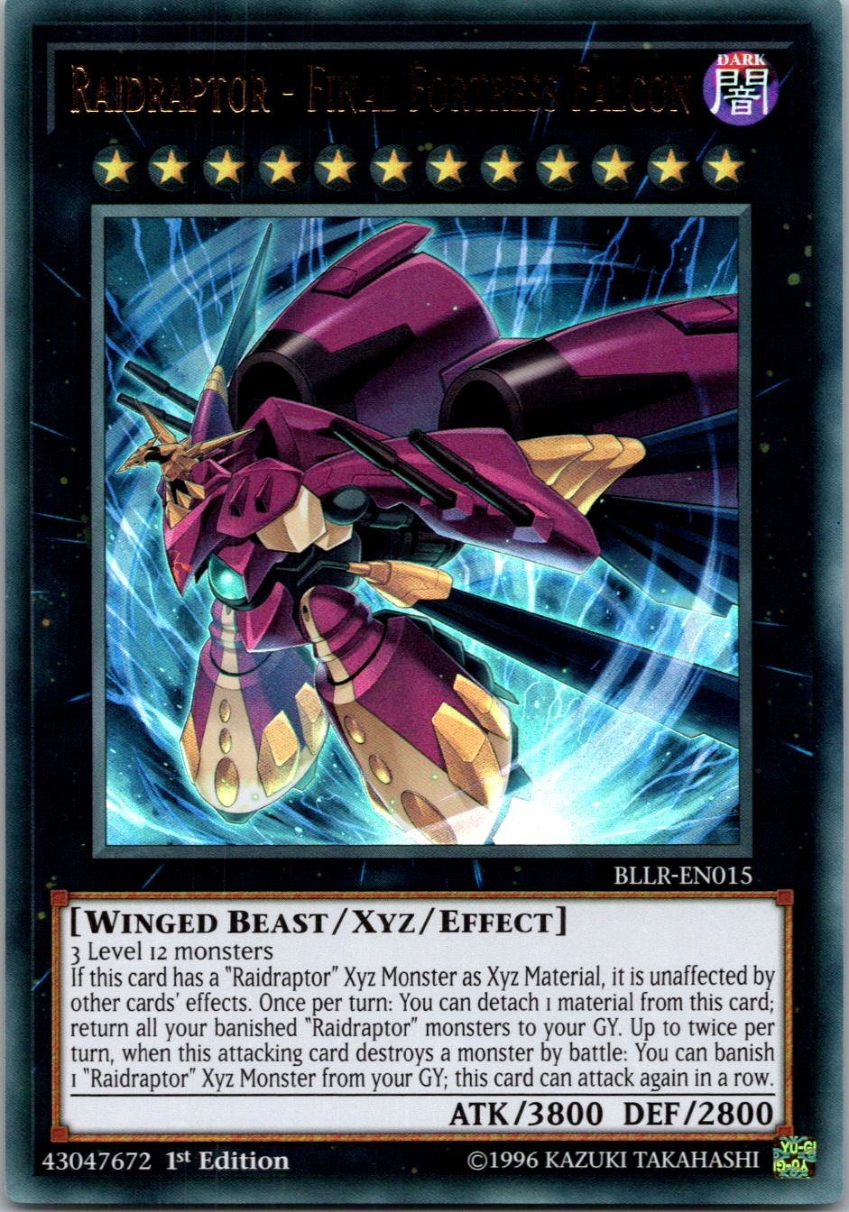 Yugioh Raidraptor - Final Fortress Falcon BLLR-EN015 1st Edition Ultra Rare NM