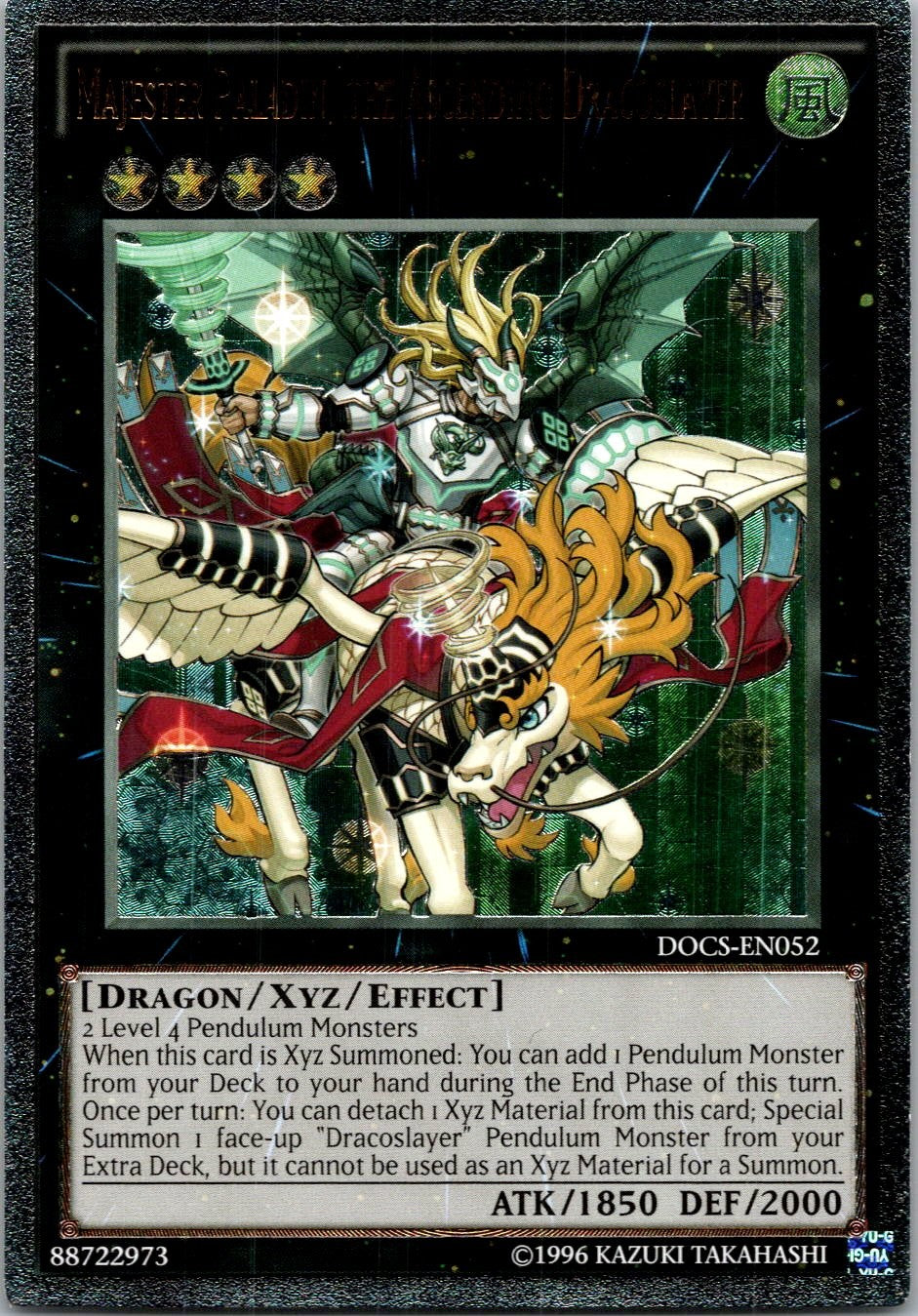 Yugioh Majester Paladin, the Ascending Dracoslayer DOCS-EN052 Ultimate Rare NM