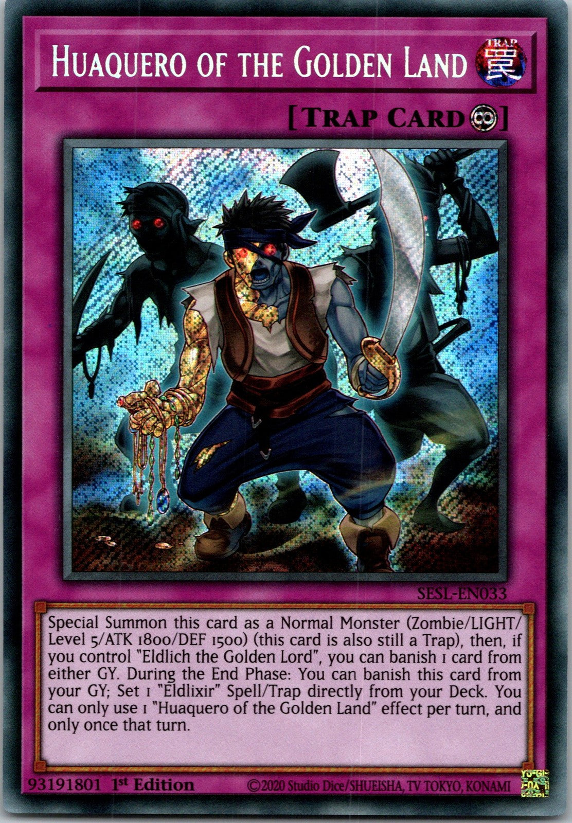 Yugioh Huaquero of the Golden Land SESL-EN033 1st Edition Secret Rare NM