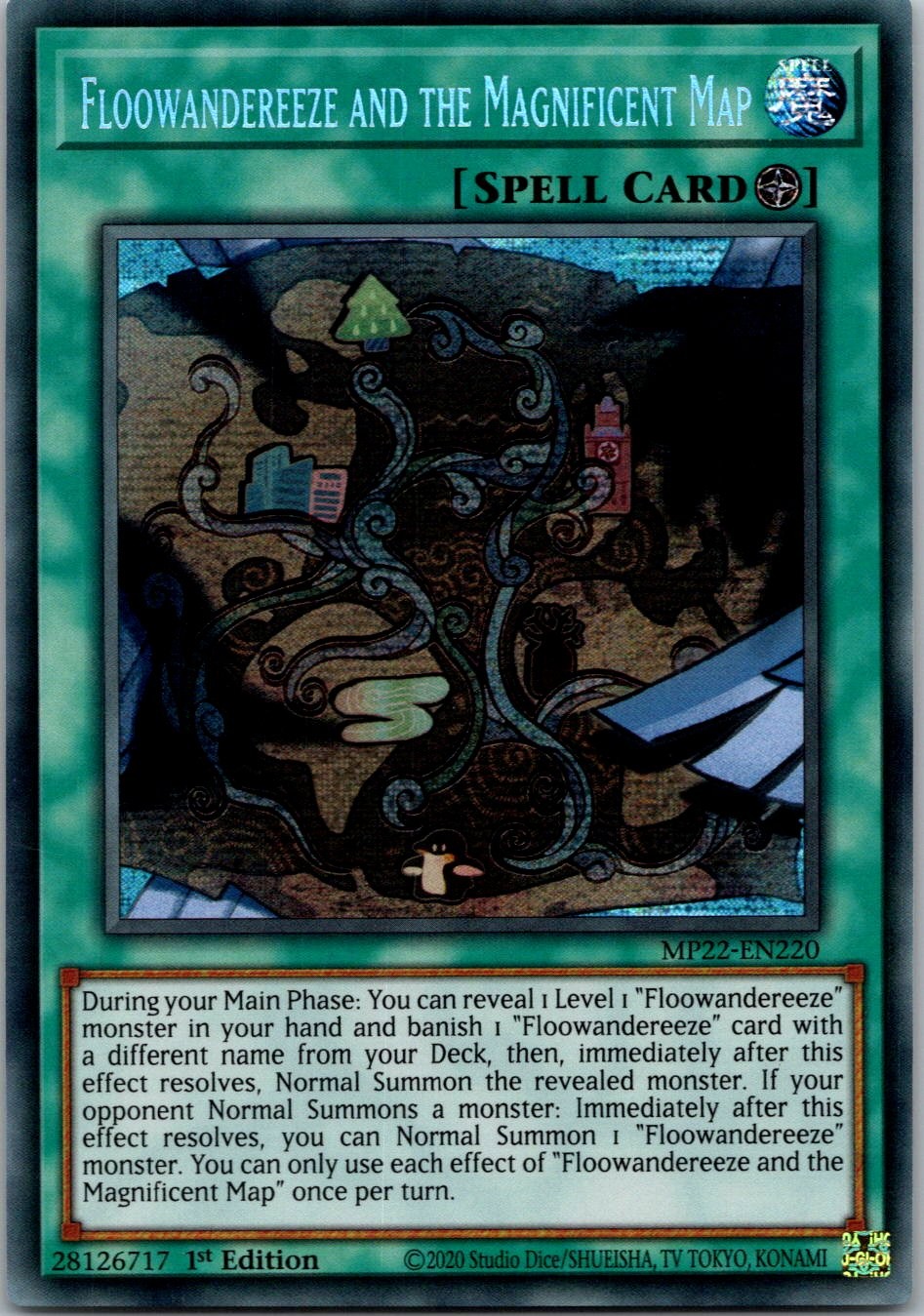 Yugioh Floowandereeze and the Magnificent Map MP22-EN220 1st Edition Secret NM